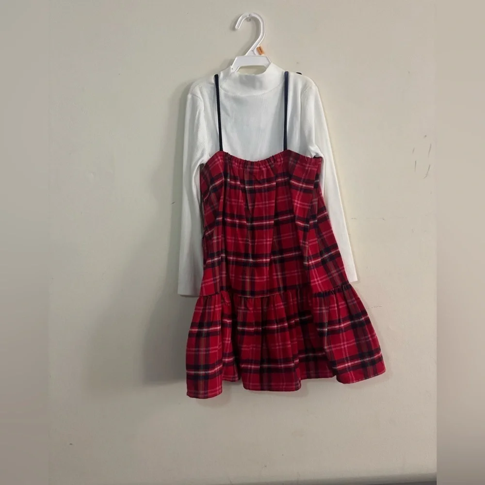 Ribbed Mock-Neck Top and Tie-Bow Ruffled Dress Set for Toddler Girls Size 4T